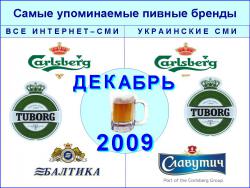 Самыми упоминаемыми пивными брендами в декабре были Carlsberg и Tuborg