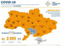 В Украине зафиксировано 2203 лабораторно подтвержденных случая COVID-19