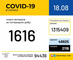 В Украине зарегистрировано 94436 лабораторно подтвержденных случаев COVID-19